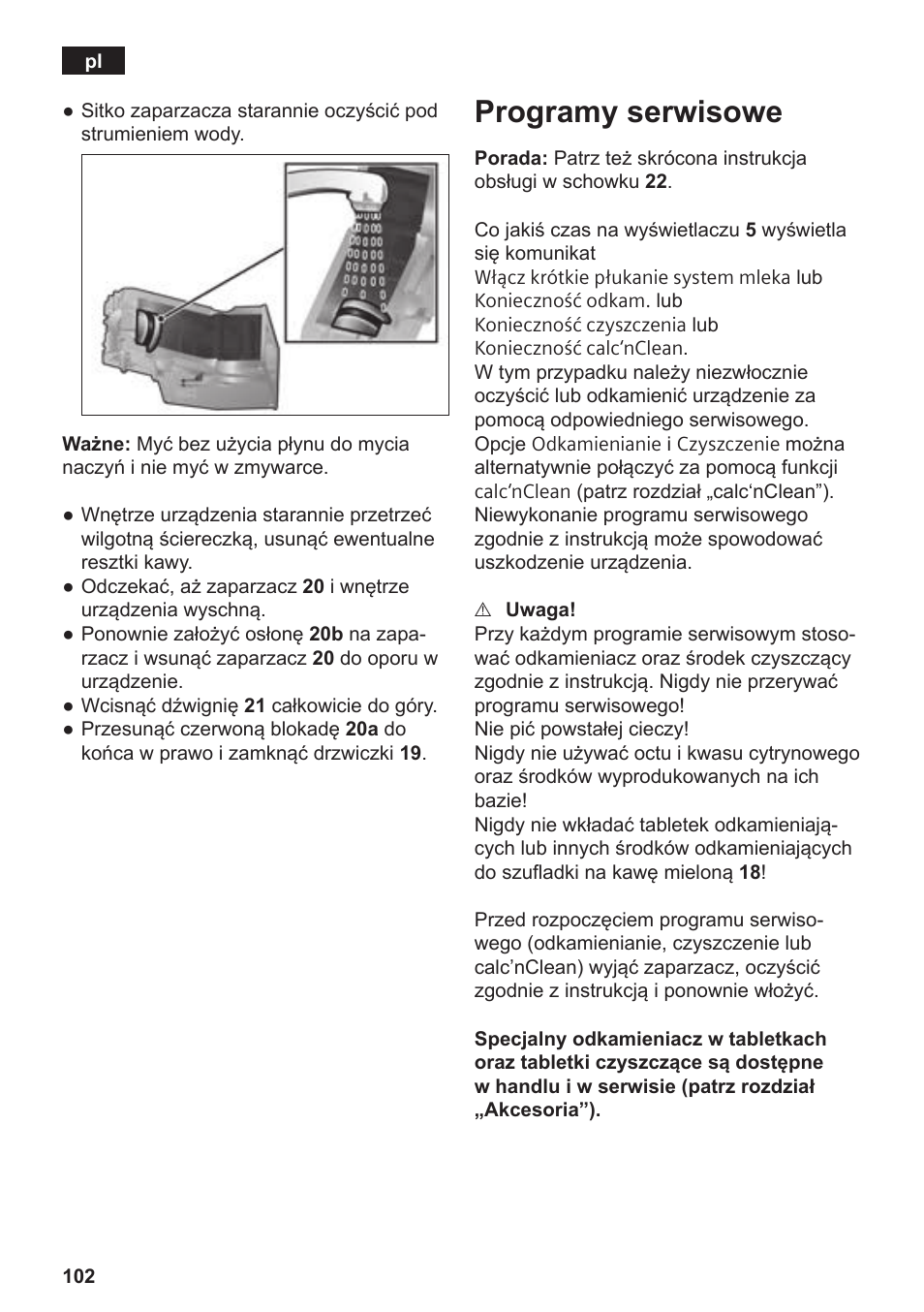 Programy serwisowe | Siemens TE809201RW User Manual | Page 106 / 176