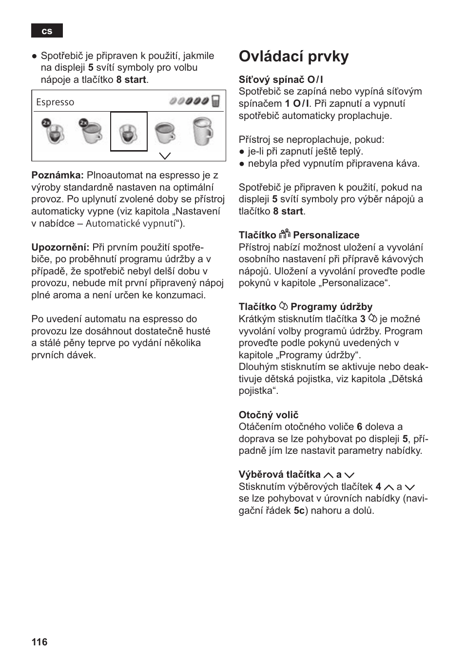 Ovládací prvky | Siemens TE809201RW User Manual | Page 120 / 176