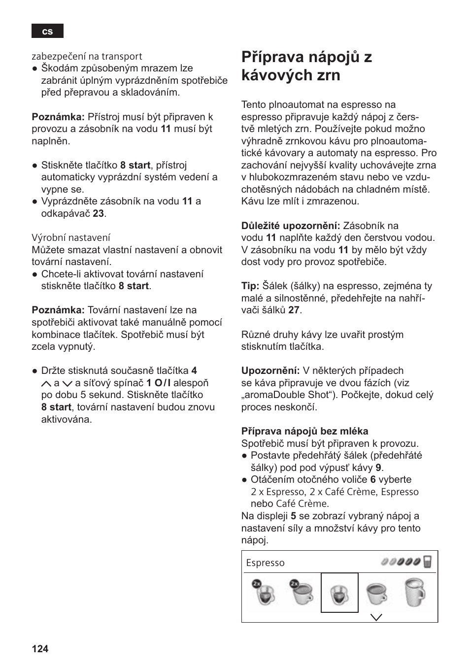 Příprava nápojů z kávových zrn | Siemens TE809201RW User Manual | Page 128 / 176