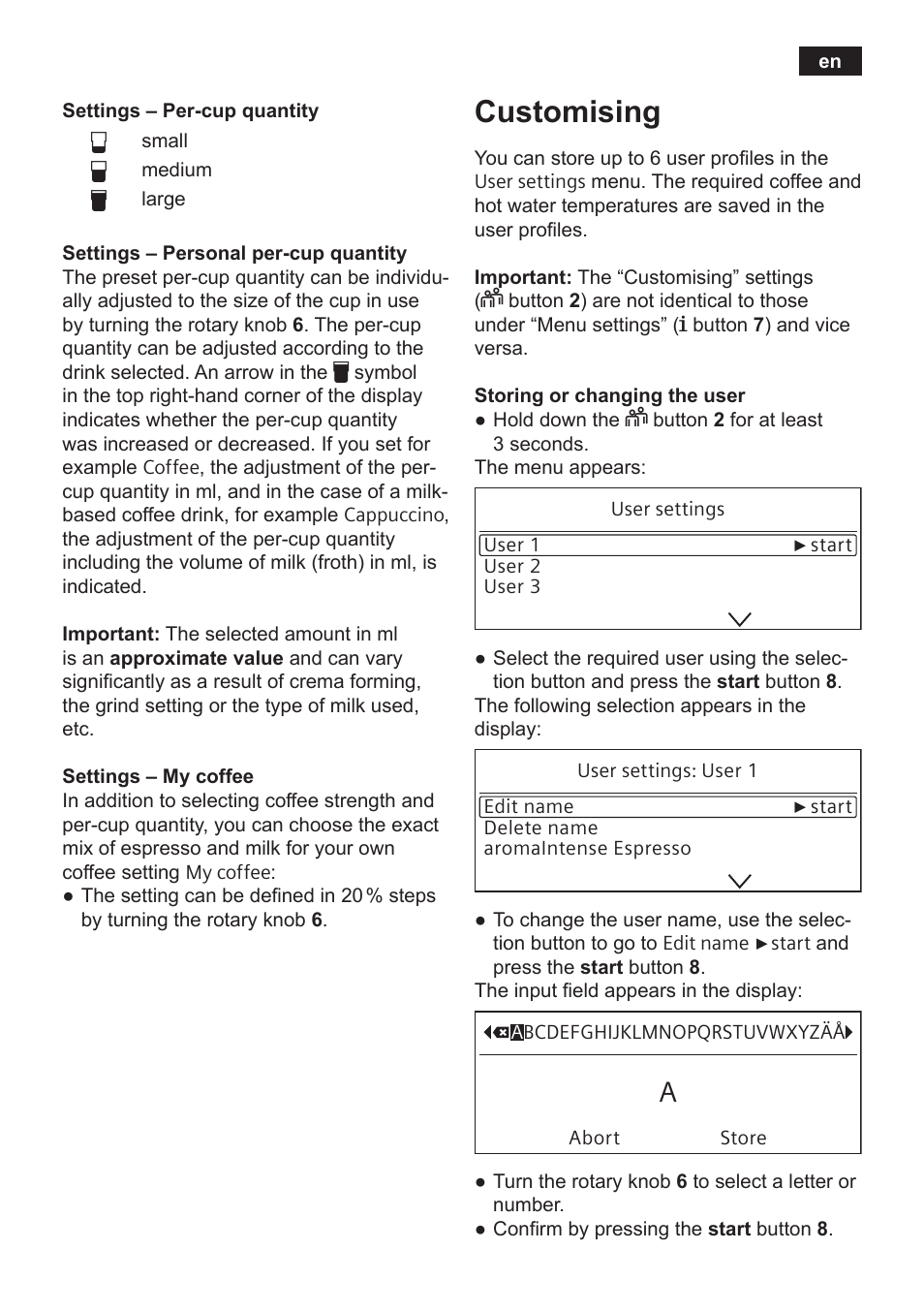 Customising | Siemens TE809201RW User Manual | Page 15 / 176