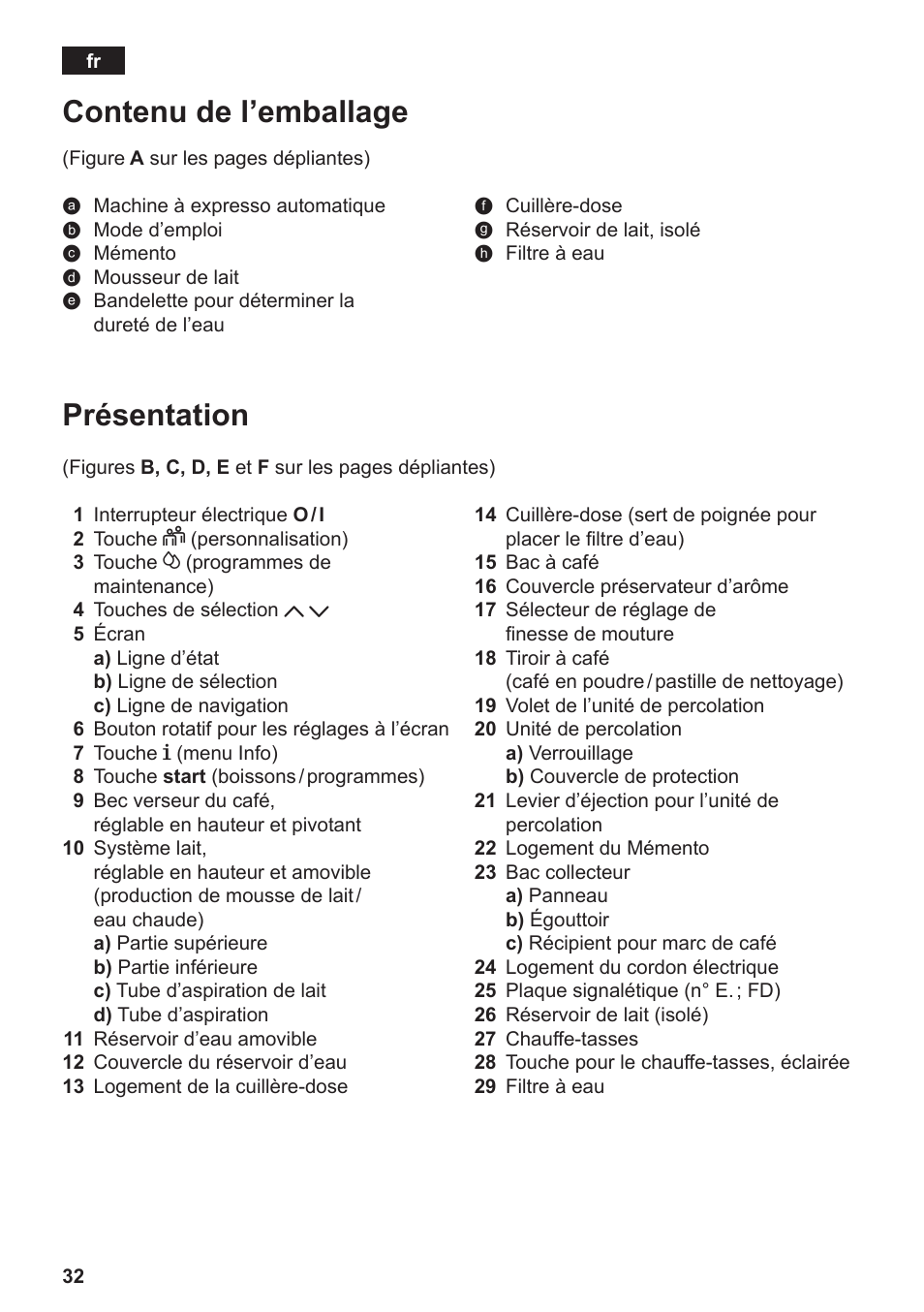 Présentation, Contenu de l’emballage | Siemens TE809201RW User Manual | Page 36 / 176