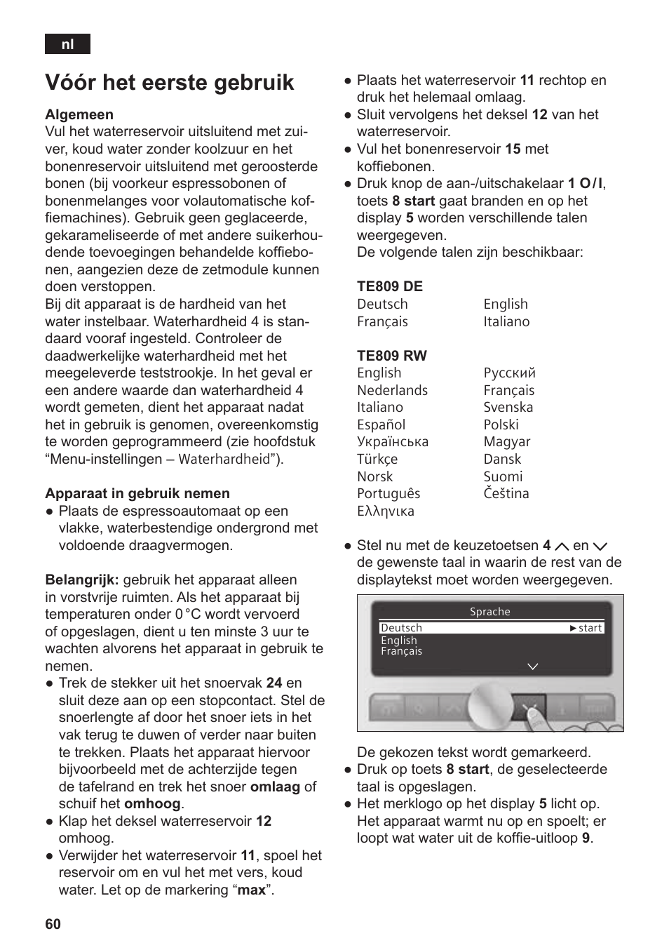 Vóór het eerste gebruik | Siemens TE809201RW User Manual | Page 64 / 176