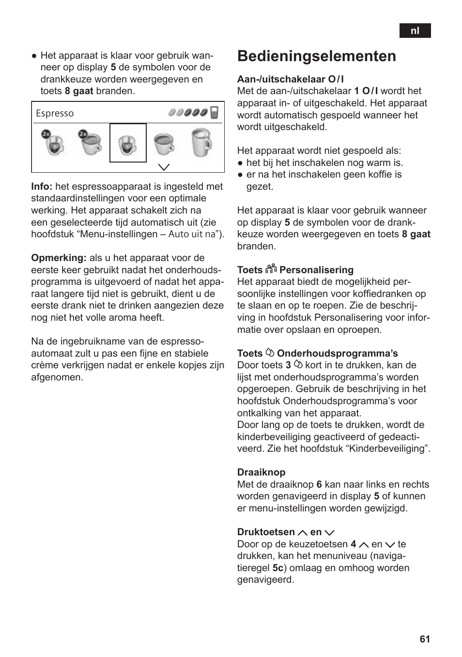 Bedieningselementen | Siemens TE809201RW User Manual | Page 65 / 176