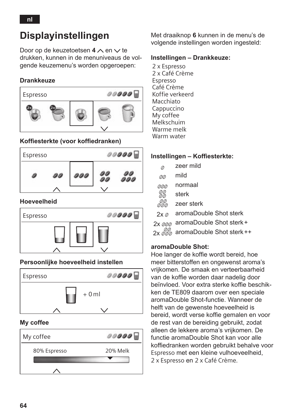 Displayinstellingen | Siemens TE809201RW User Manual | Page 68 / 176