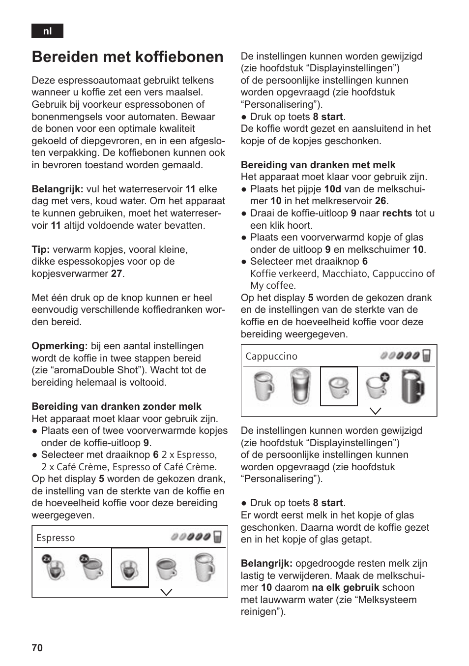 Bereiden met koffiebonen | Siemens TE809201RW User Manual | Page 74 / 176