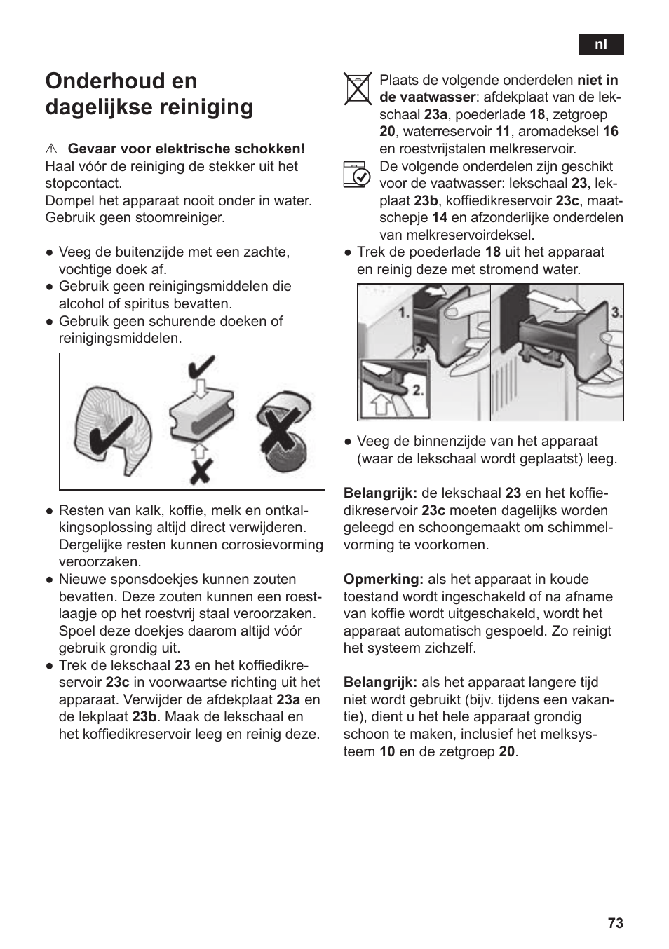 Onderhoud en dagelijkse reiniging | Siemens TE809201RW User Manual | Page 77 / 176