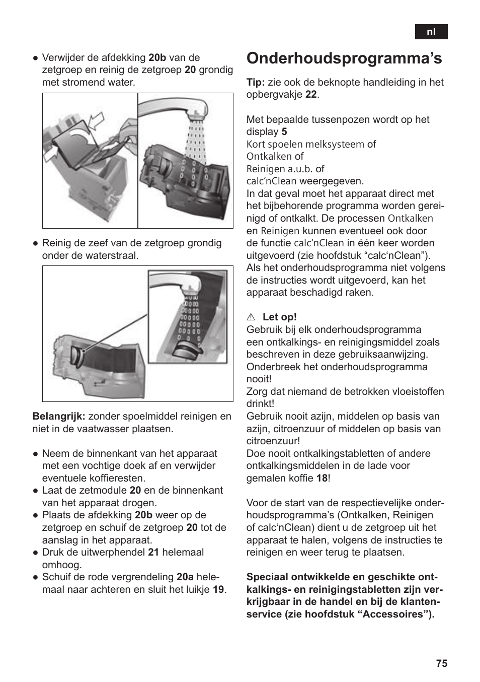 Onderhoudsprogramma’s | Siemens TE809201RW User Manual | Page 79 / 176