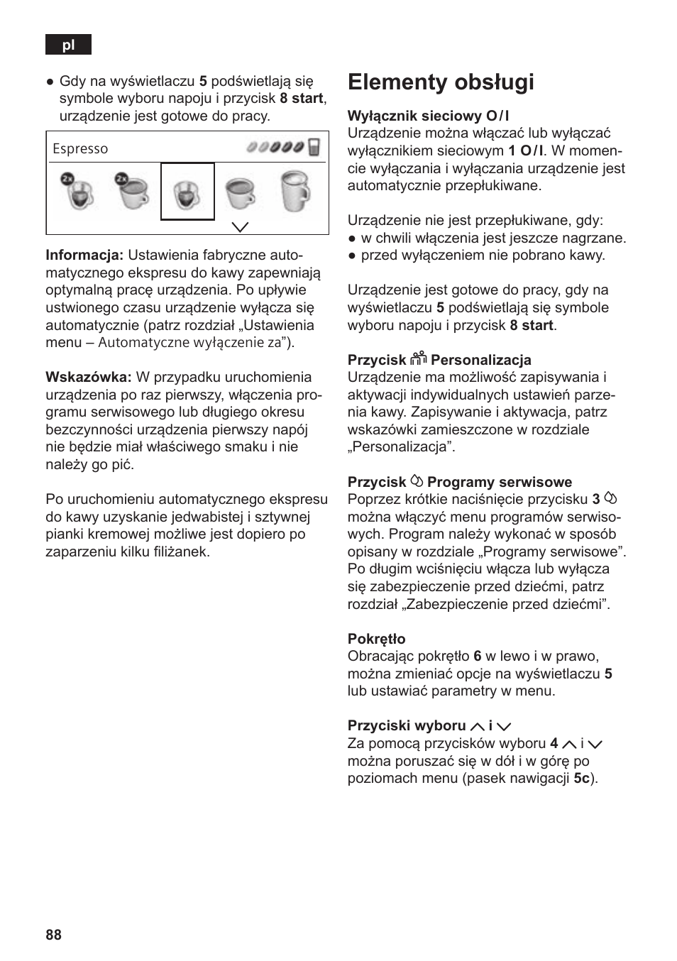 Elementy obsługi | Siemens TE809201RW User Manual | Page 92 / 176