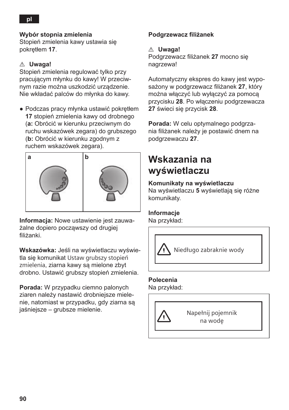 Wskazania na wyświetlaczu | Siemens TE809201RW User Manual | Page 94 / 176