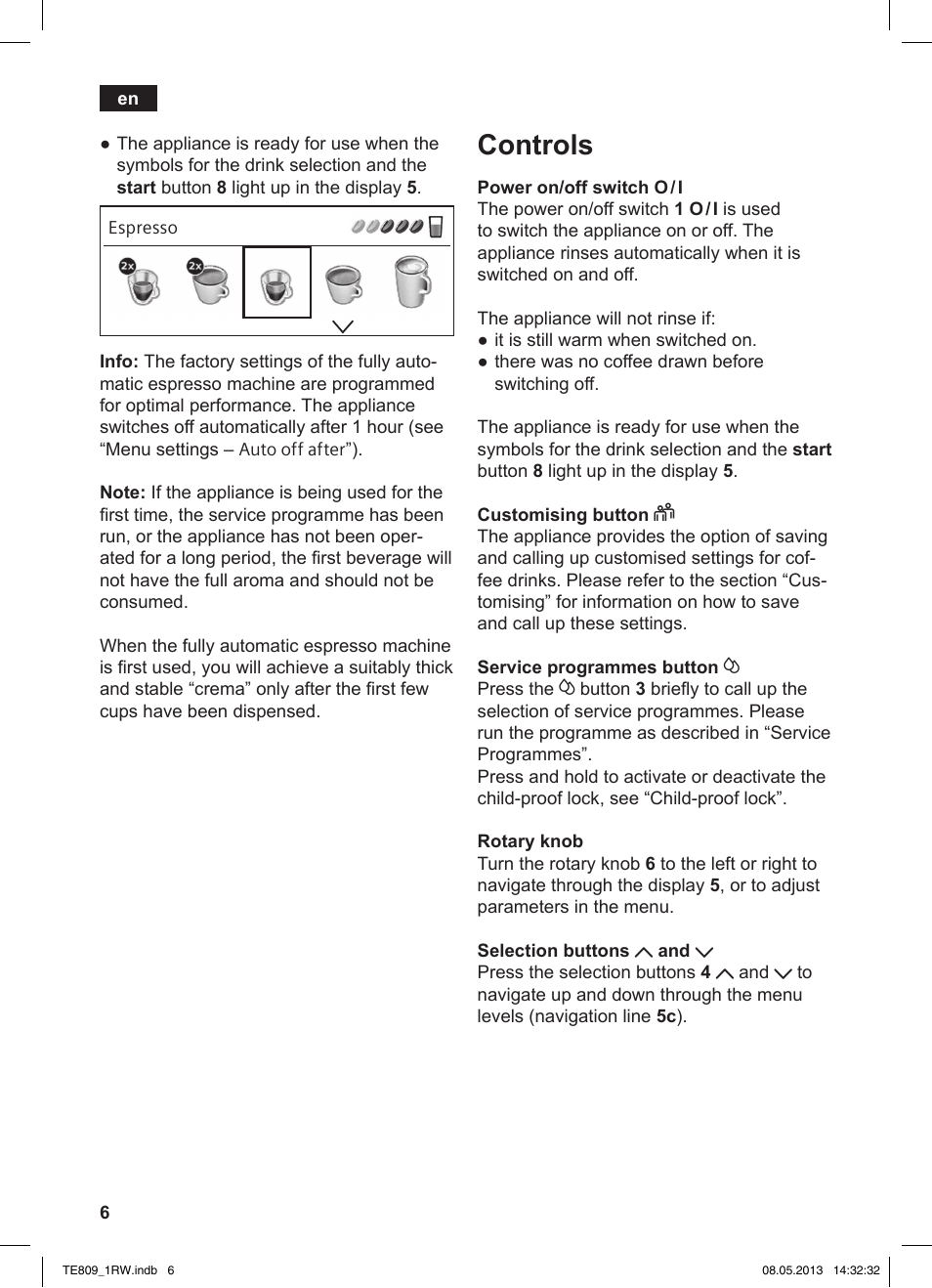 Controls | Siemens TE809201RW User Manual | Page 10 / 172