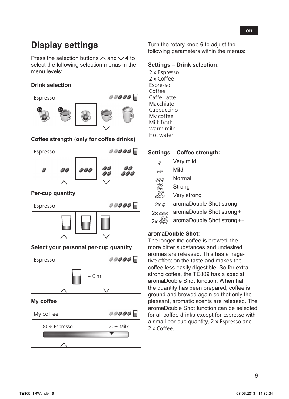 Display settings | Siemens TE809201RW User Manual | Page 13 / 172