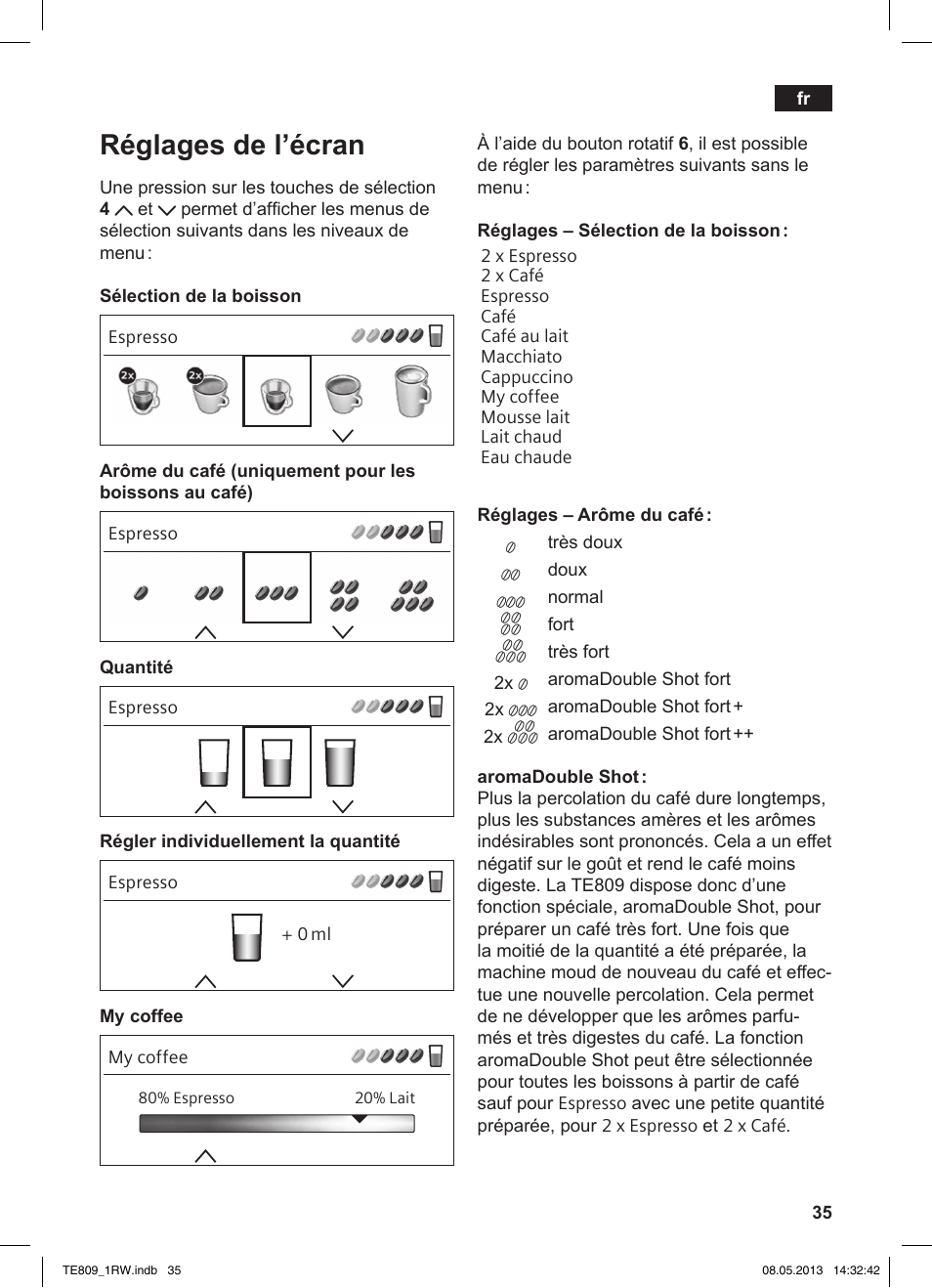 Réglages de l’écran | Siemens TE809201RW User Manual | Page 39 / 172