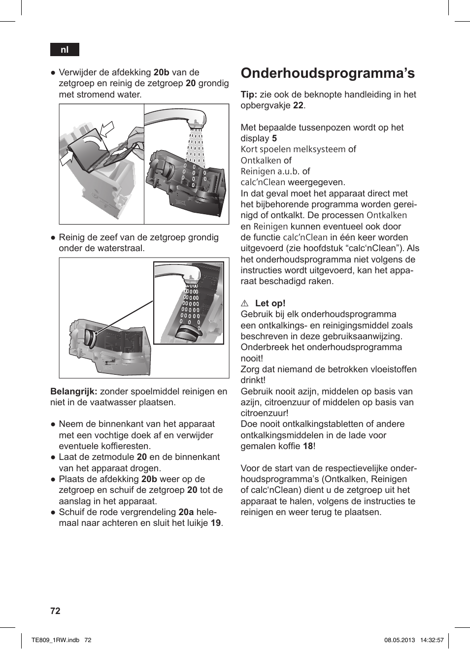 Onderhoudsprogramma’s | Siemens TE809201RW User Manual | Page 76 / 172