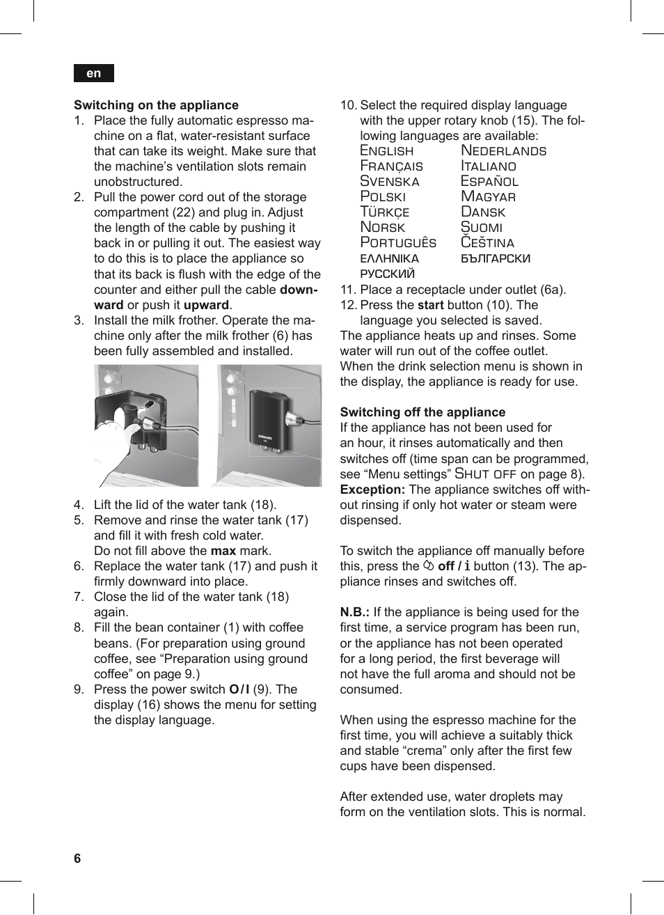 Shut off | Siemens TE506209RW User Manual | Page 10 / 124