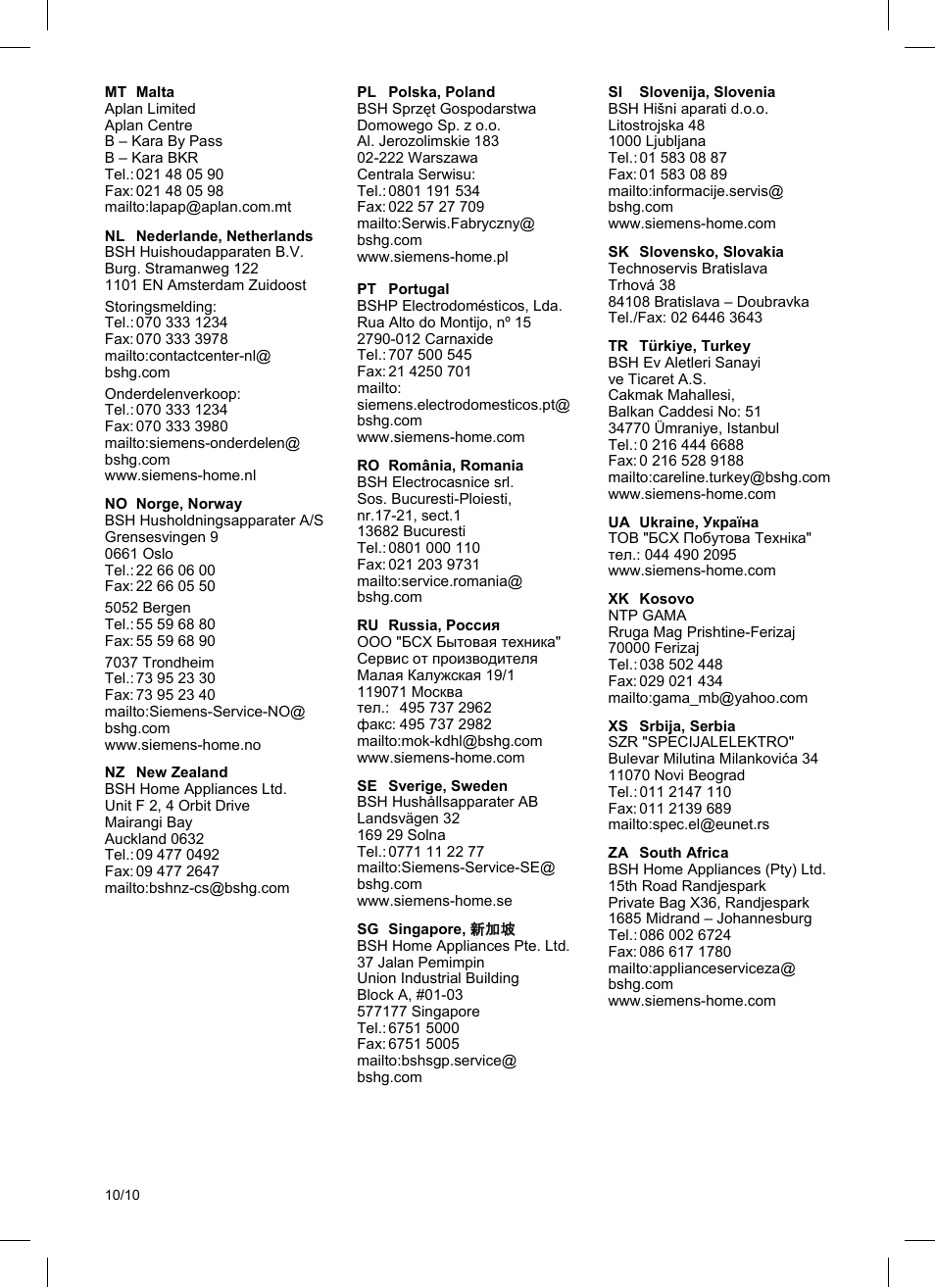 Garantiebedingungen | Siemens TE506209RW User Manual | Page 122 / 124