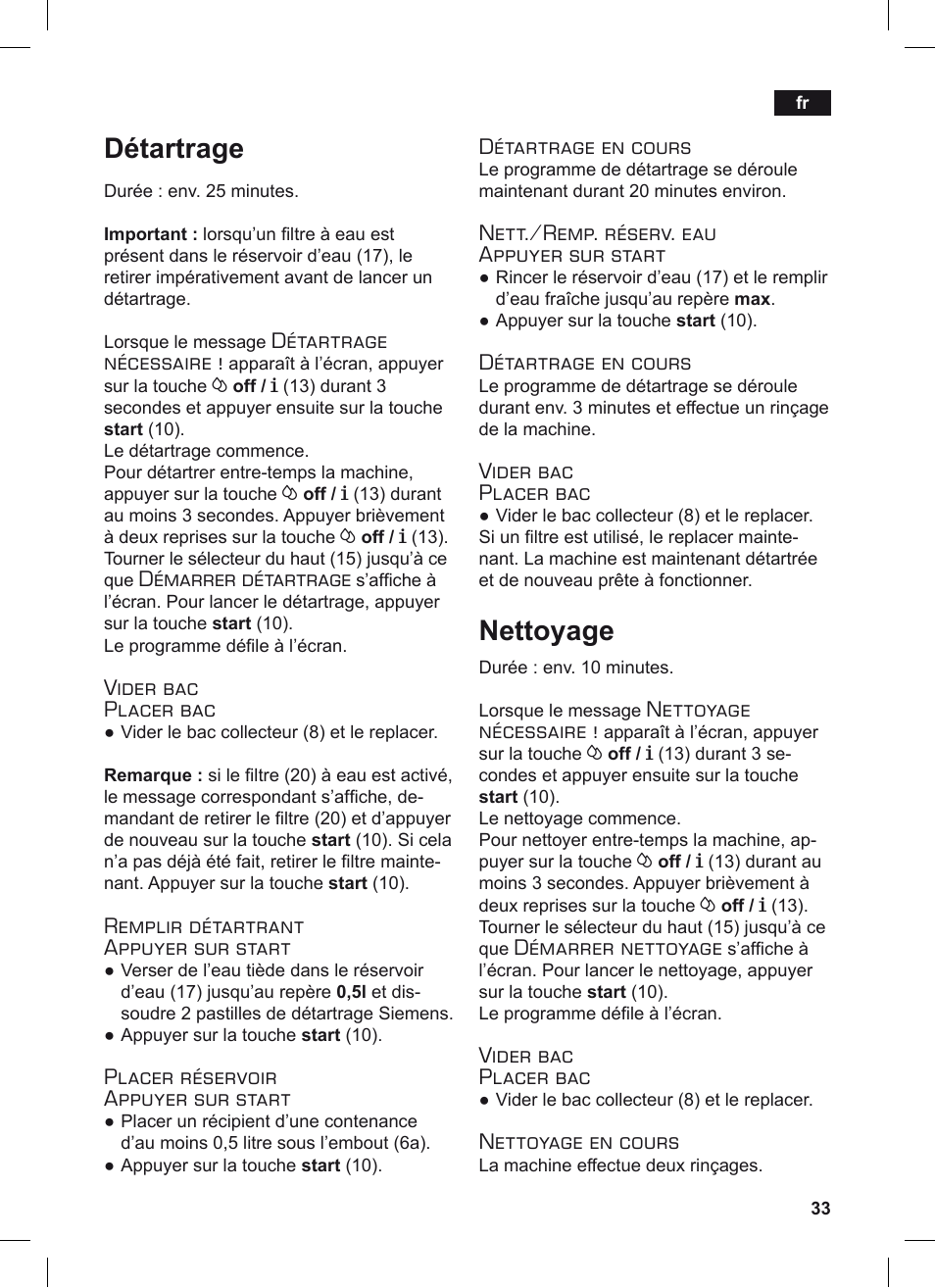 Détartrage, Nettoyage | Siemens TE506209RW User Manual | Page 37 / 124