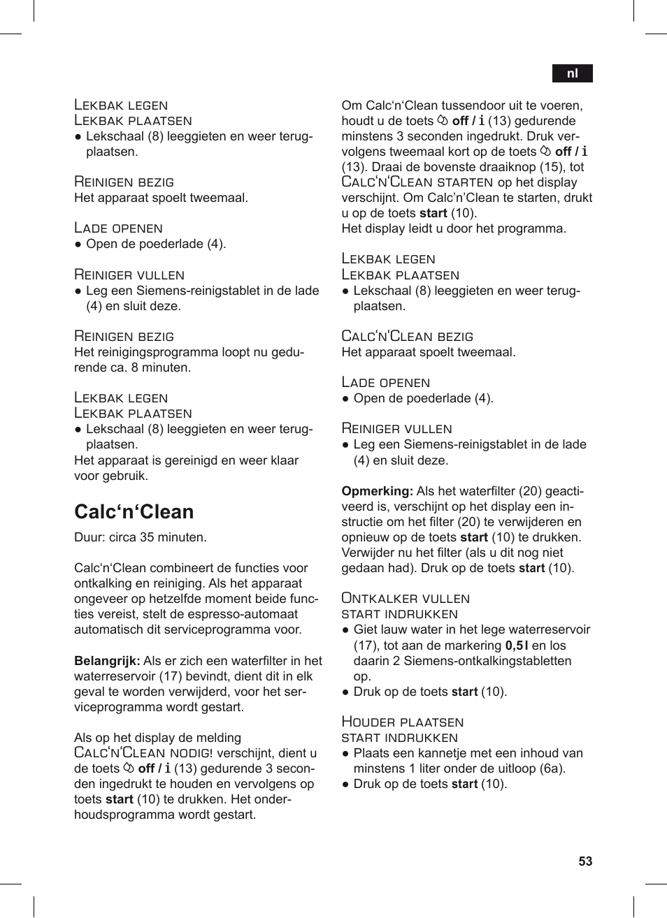 Calc‘n‘clean | Siemens TE506209RW User Manual | Page 57 / 124