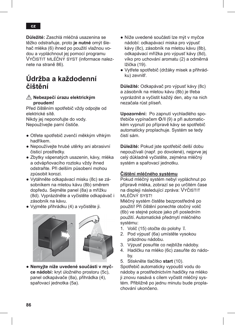 Údržba a každodenní čištění, Vyčistit mléčný syst | Siemens TE506209RW User Manual | Page 90 / 124