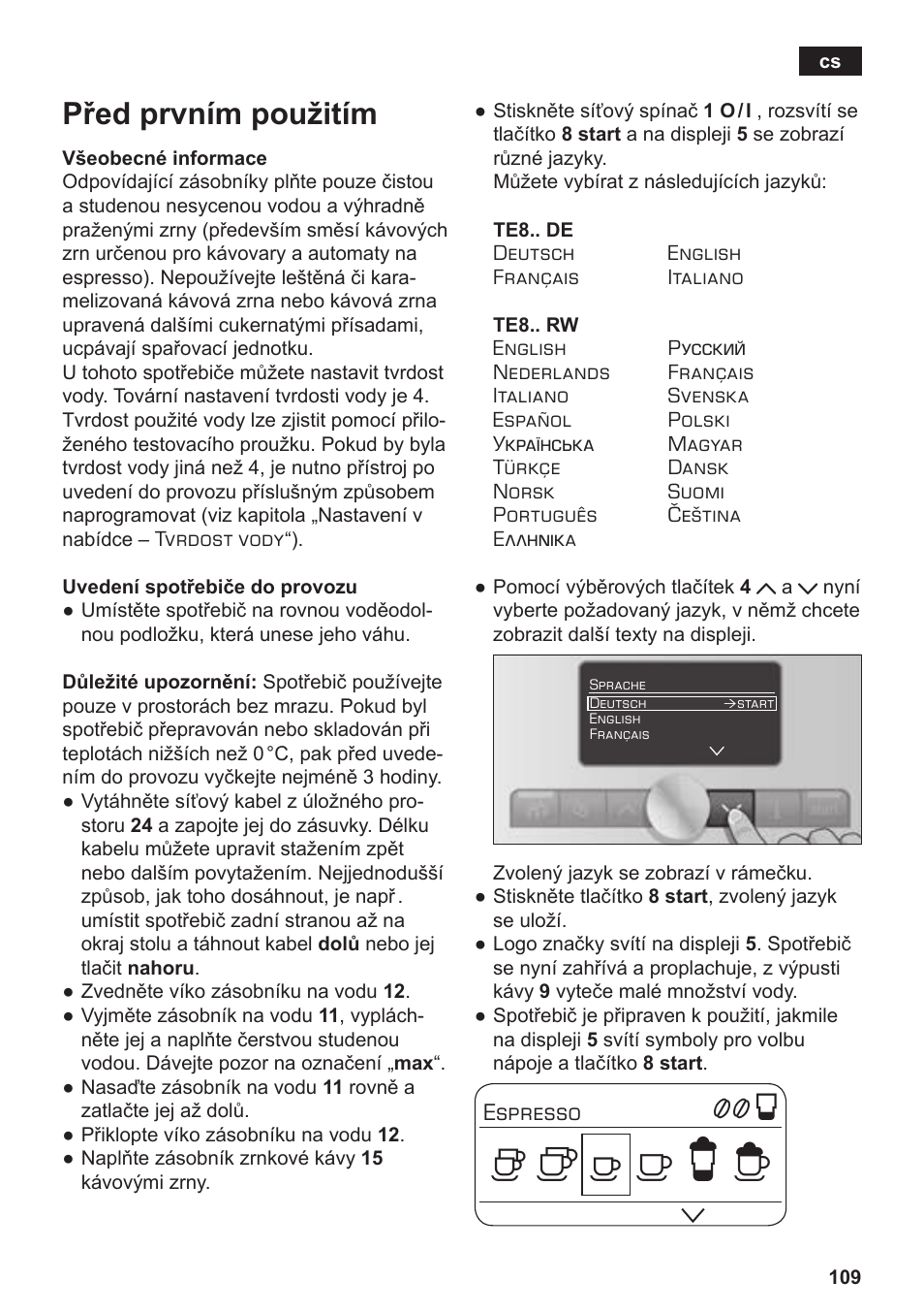Před prvním použitím | Siemens TE803209RW User Manual | Page 113 / 168