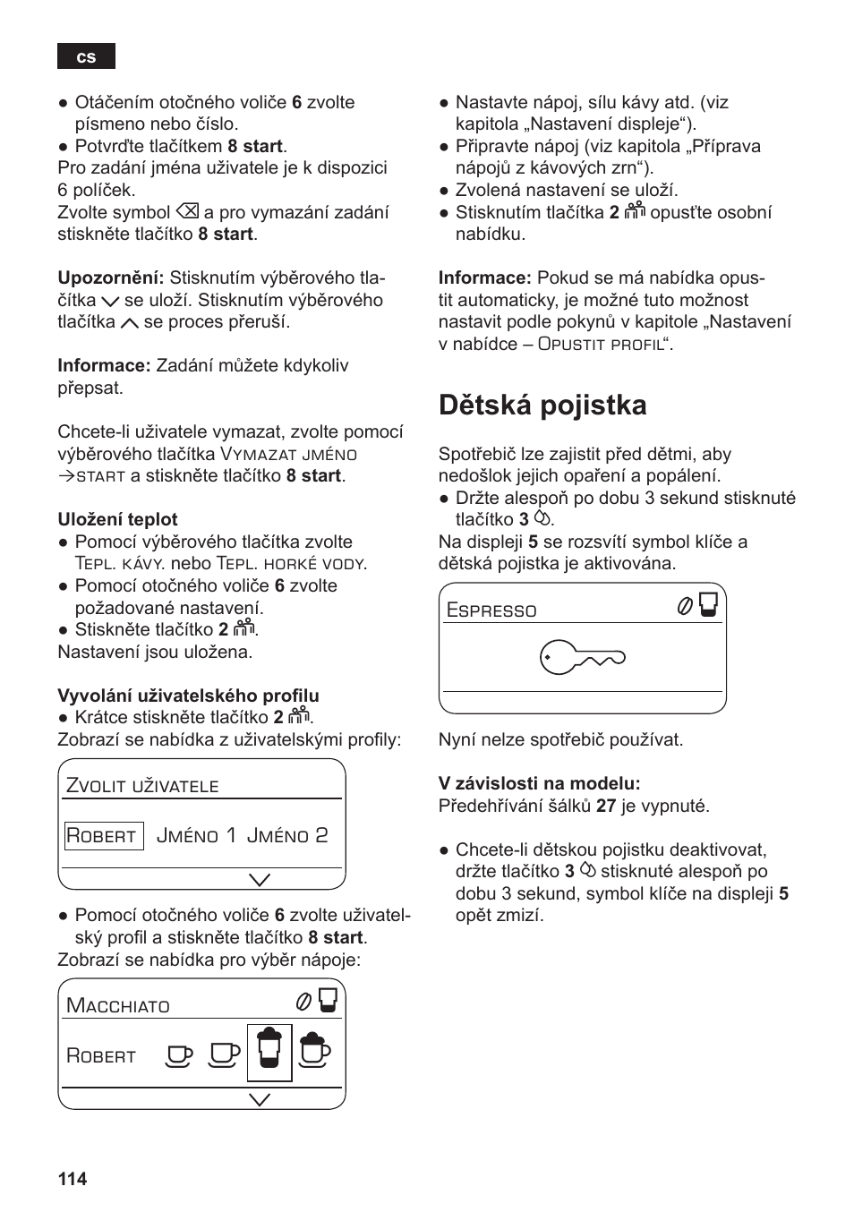 А б е ж, Dětská pojistka | Siemens TE803209RW User Manual | Page 118 / 168