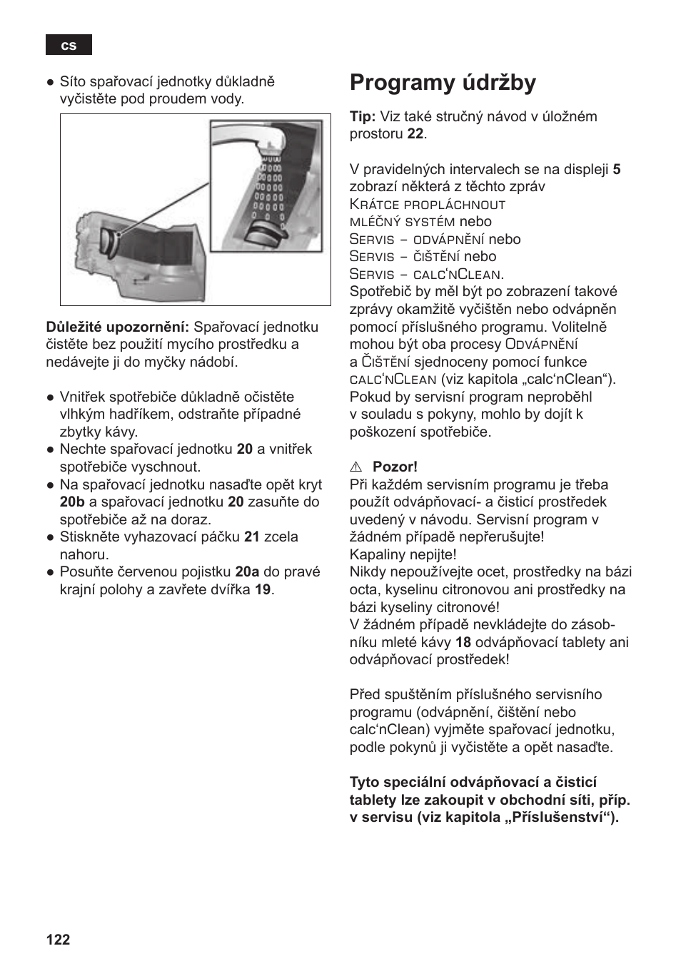 Programy údržby | Siemens TE803209RW User Manual | Page 126 / 168