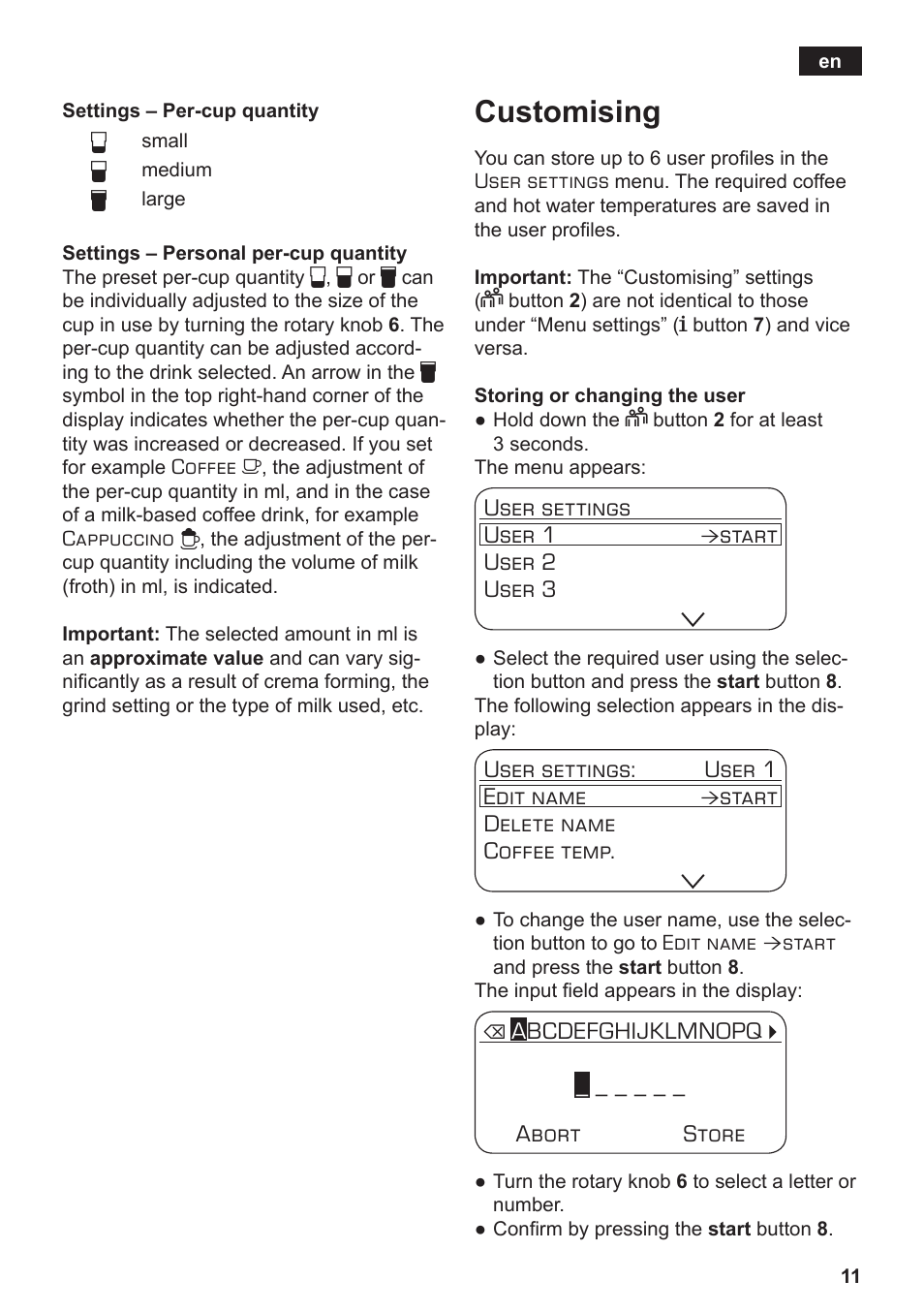 Customising | Siemens TE803209RW User Manual | Page 15 / 168