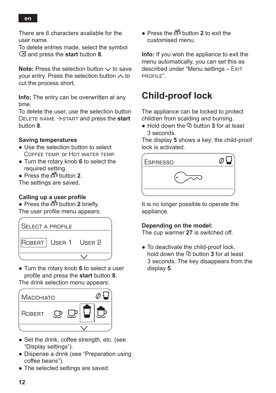 А б е ж, Child-proof lock | Siemens TE803209RW User Manual | Page 16 / 168