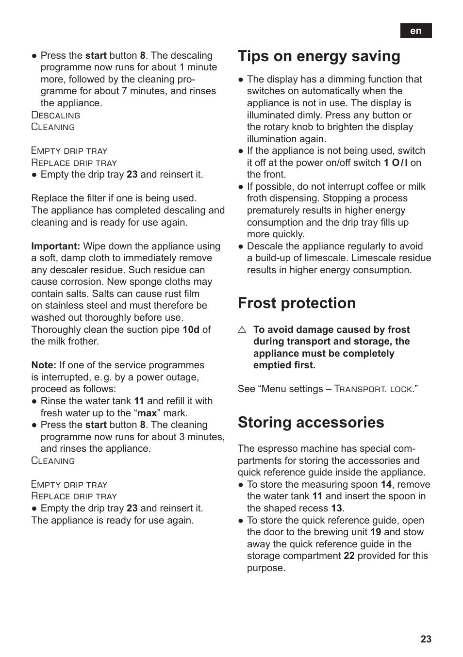 Tips on energy saving, Frost protection, Storing accessories | Siemens TE803209RW User Manual | Page 27 / 168