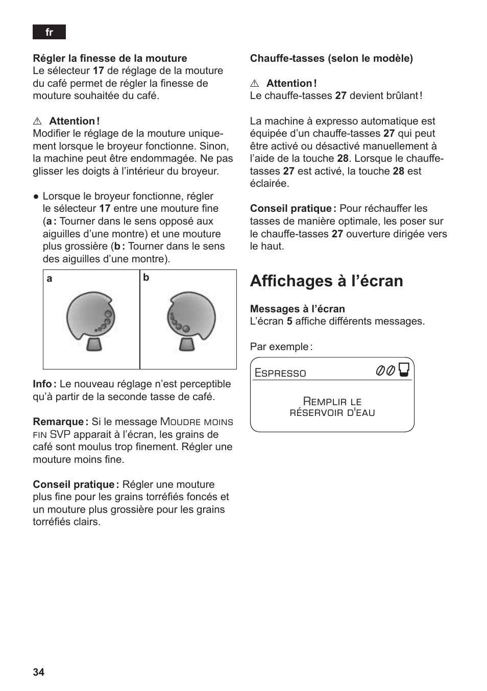 Affichages à l’écran | Siemens TE803209RW User Manual | Page 38 / 168