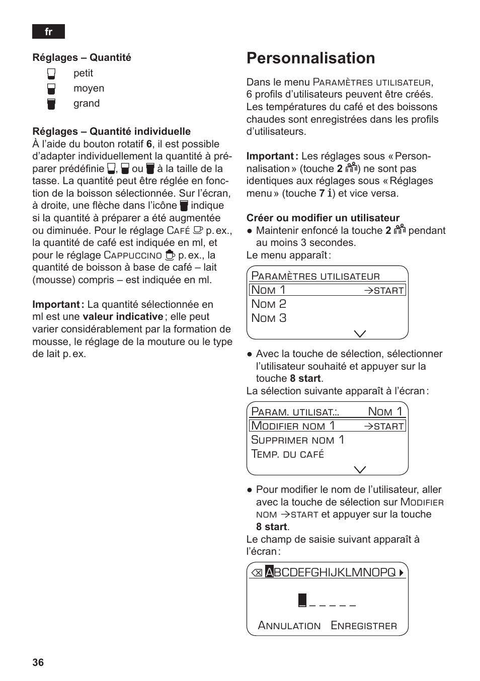 Personnalisation | Siemens TE803209RW User Manual | Page 40 / 168