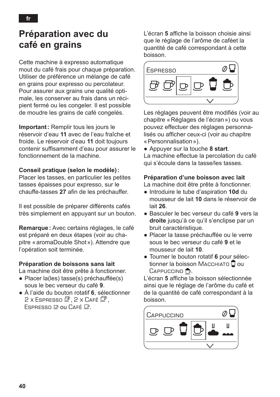 Préparation avec du café en grains | Siemens TE803209RW User Manual | Page 44 / 168