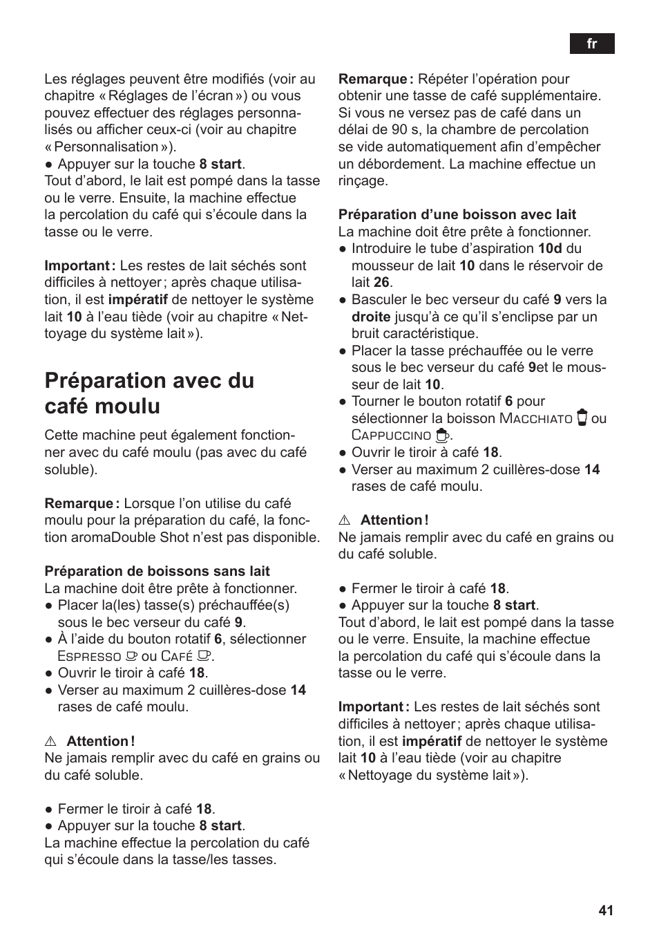 Préparation avec du café moulu | Siemens TE803209RW User Manual | Page 45 / 168