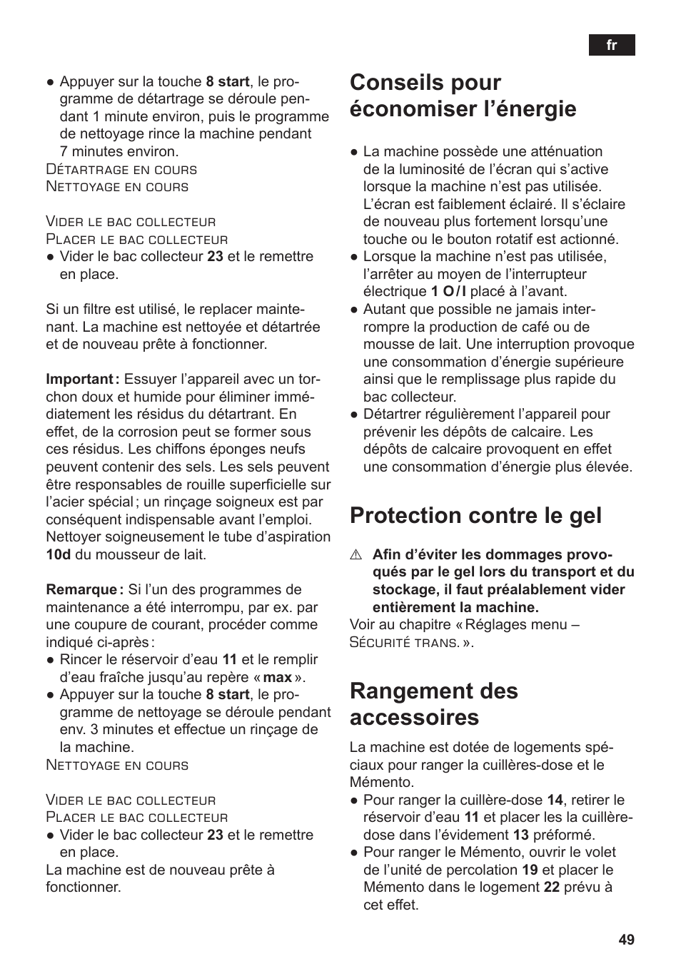 Conseils pour économiser l’énergie, Protection contre le gel, Rangement des accessoires | Siemens TE803209RW User Manual | Page 53 / 168