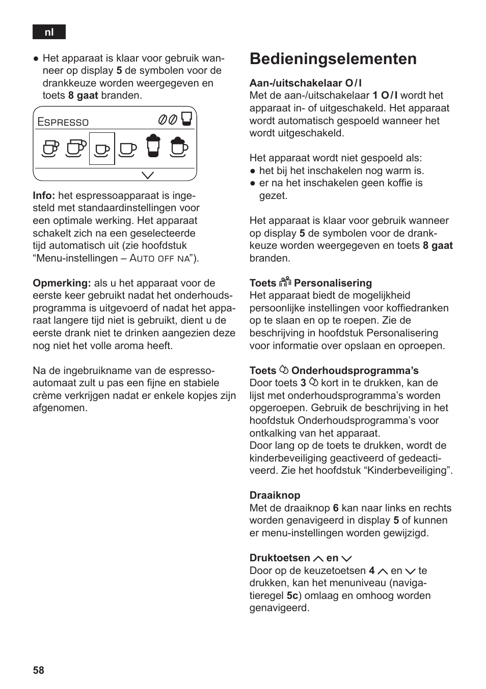 Bedieningselementen | Siemens TE803209RW User Manual | Page 62 / 168