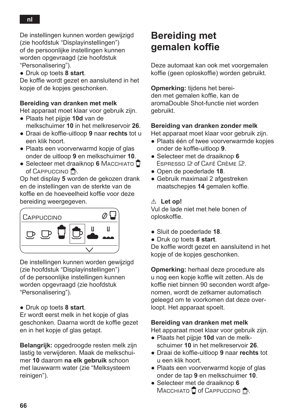 Bereiding met gemalen koffie | Siemens TE803209RW User Manual | Page 70 / 168