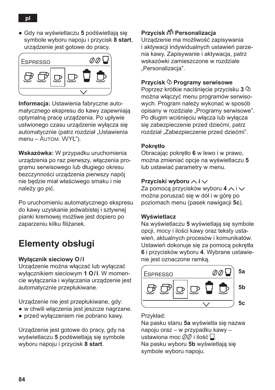 Elementy obsługi | Siemens TE803209RW User Manual | Page 88 / 168