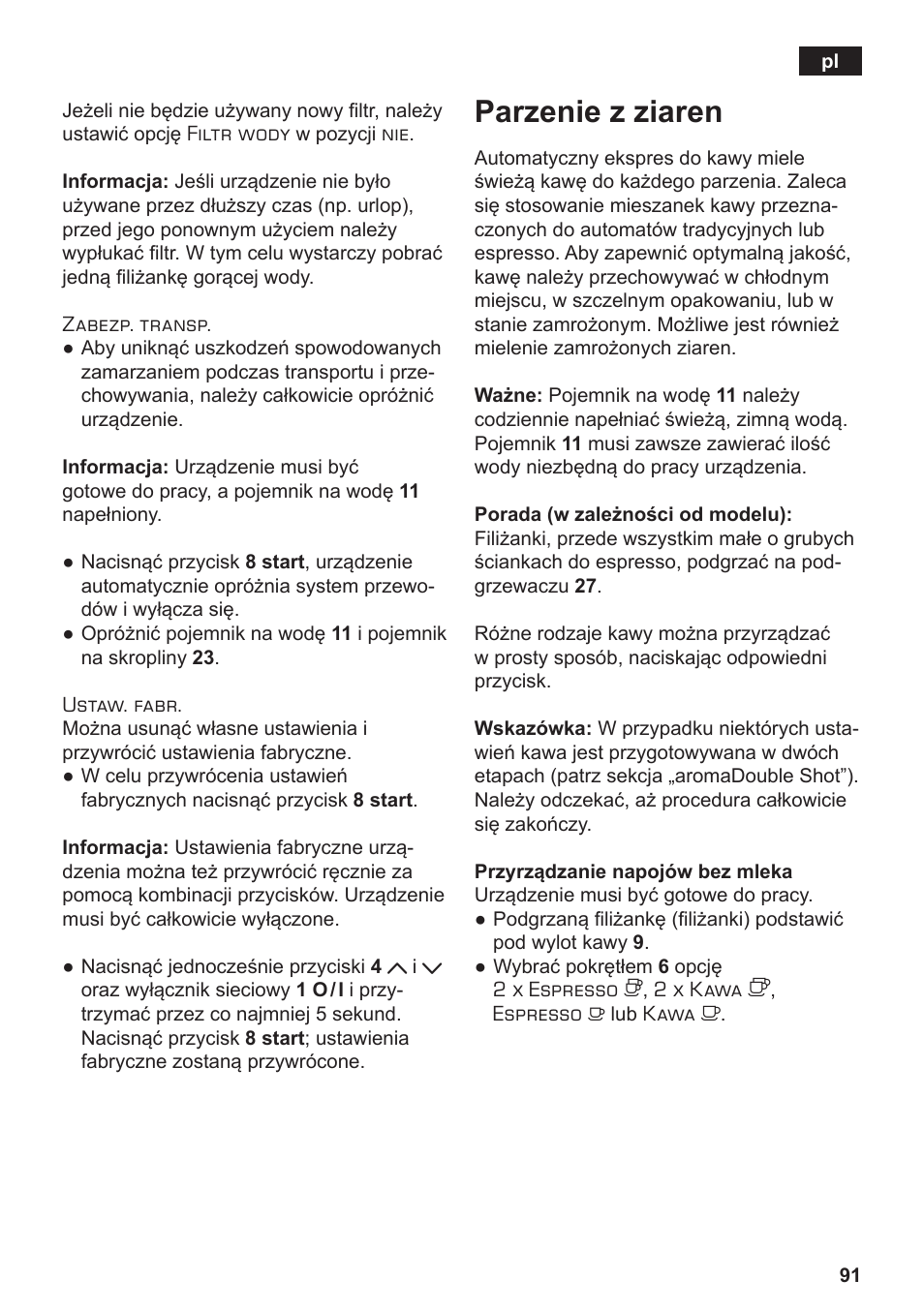 Parzenie z ziaren | Siemens TE803209RW User Manual | Page 95 / 168