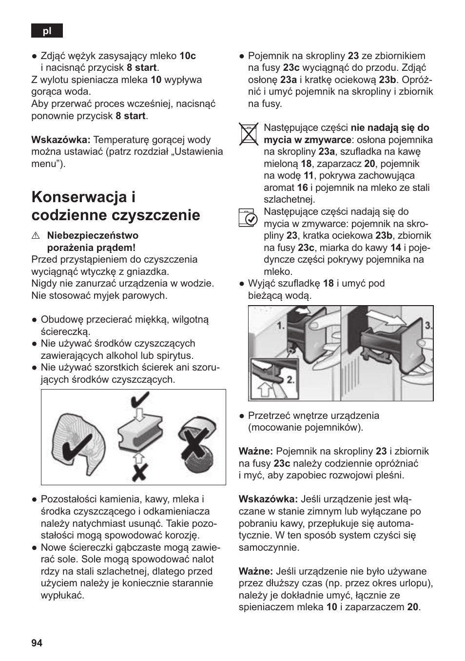 Konserwacja i codzienne czyszczenie | Siemens TE803209RW User Manual | Page 98 / 168