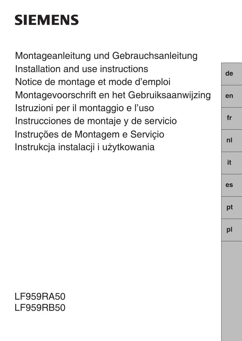 Siemens LF959RA50 User Manual | 84 pages