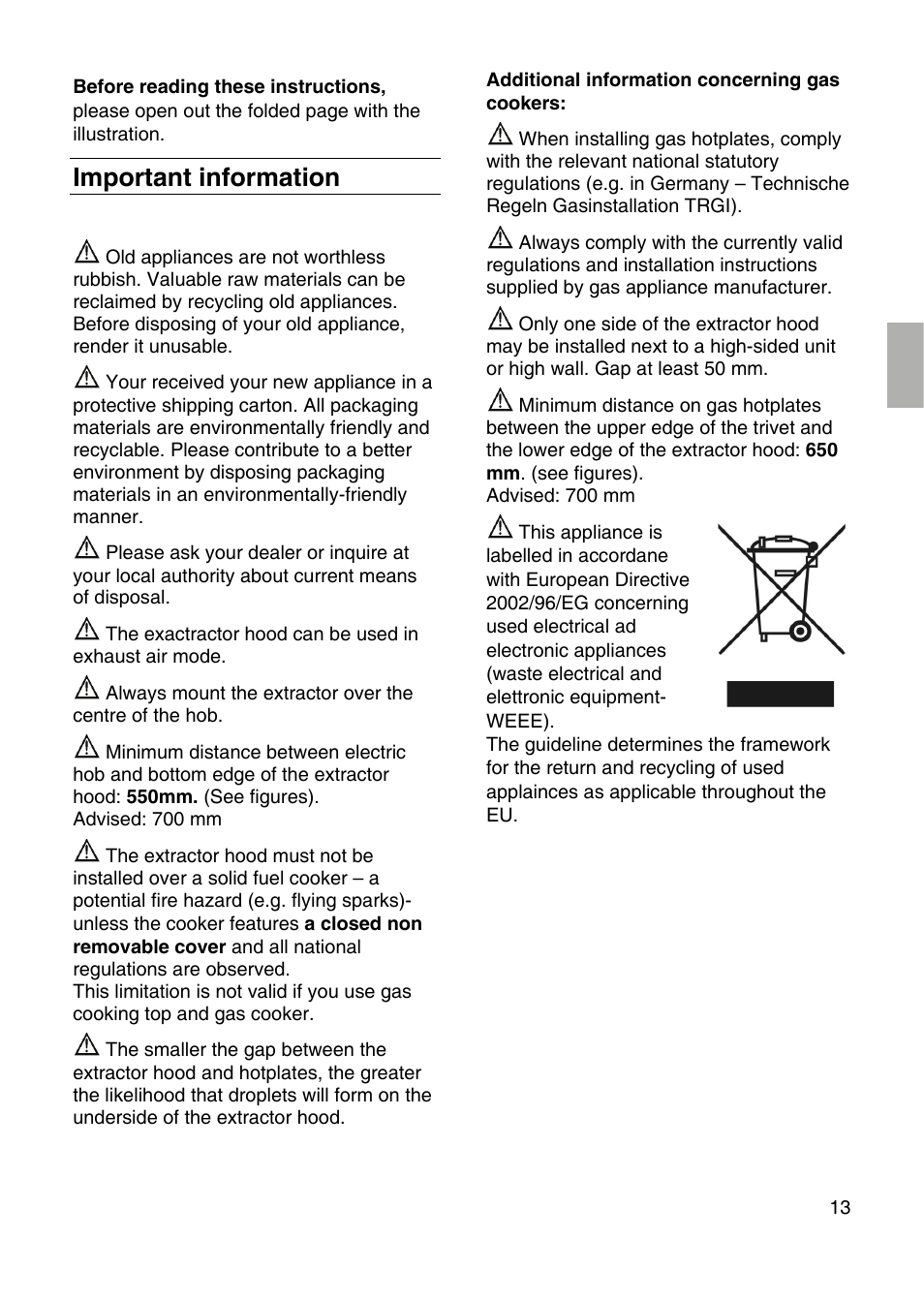 Important information | Siemens LF959RA50 User Manual | Page 13 / 84