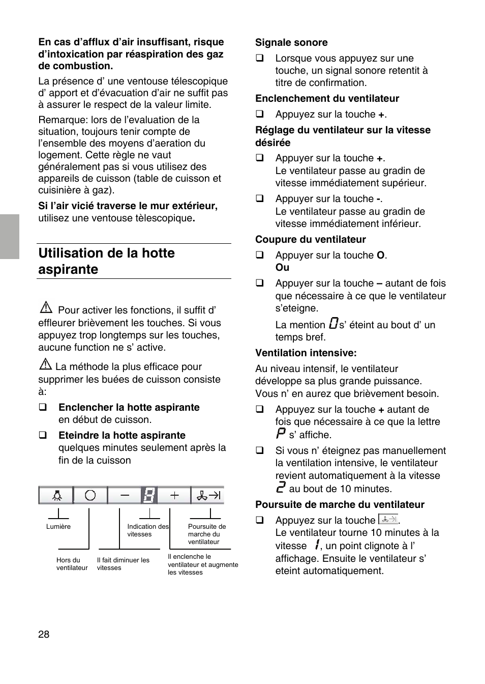 Utilisation de la hotte aspirante | Siemens LF959RA50 User Manual | Page 28 / 84