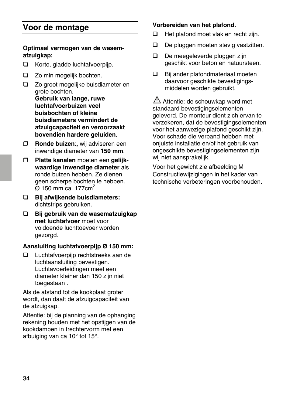 Voor de montage | Siemens LF959RA50 User Manual | Page 34 / 84