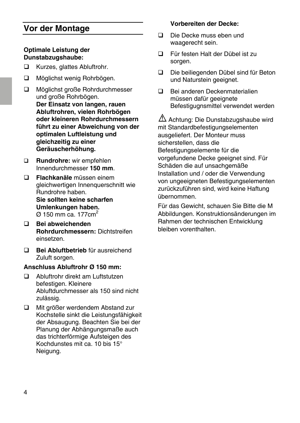 Vor der montage | Siemens LF959RA50 User Manual | Page 4 / 84