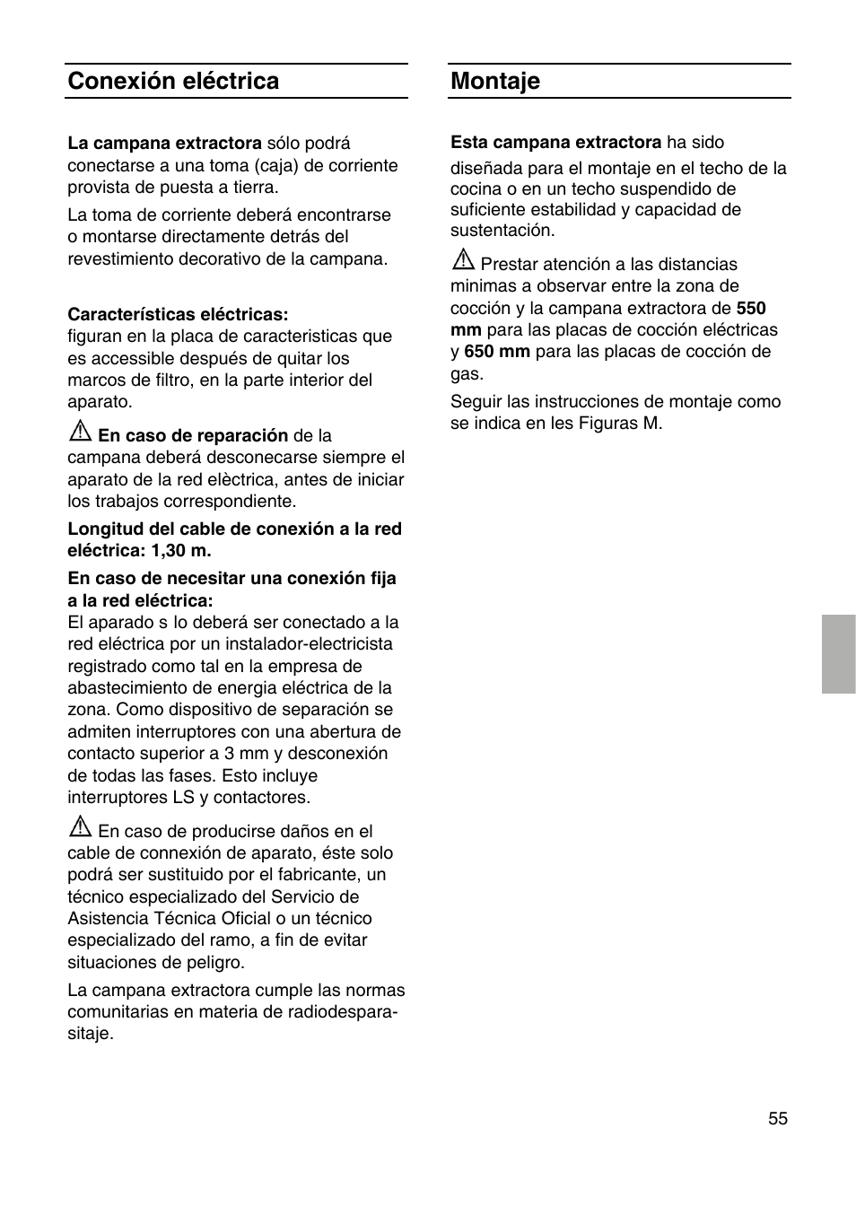 Conexión eléctrica, Montaje | Siemens LF959RA50 User Manual | Page 55 / 84