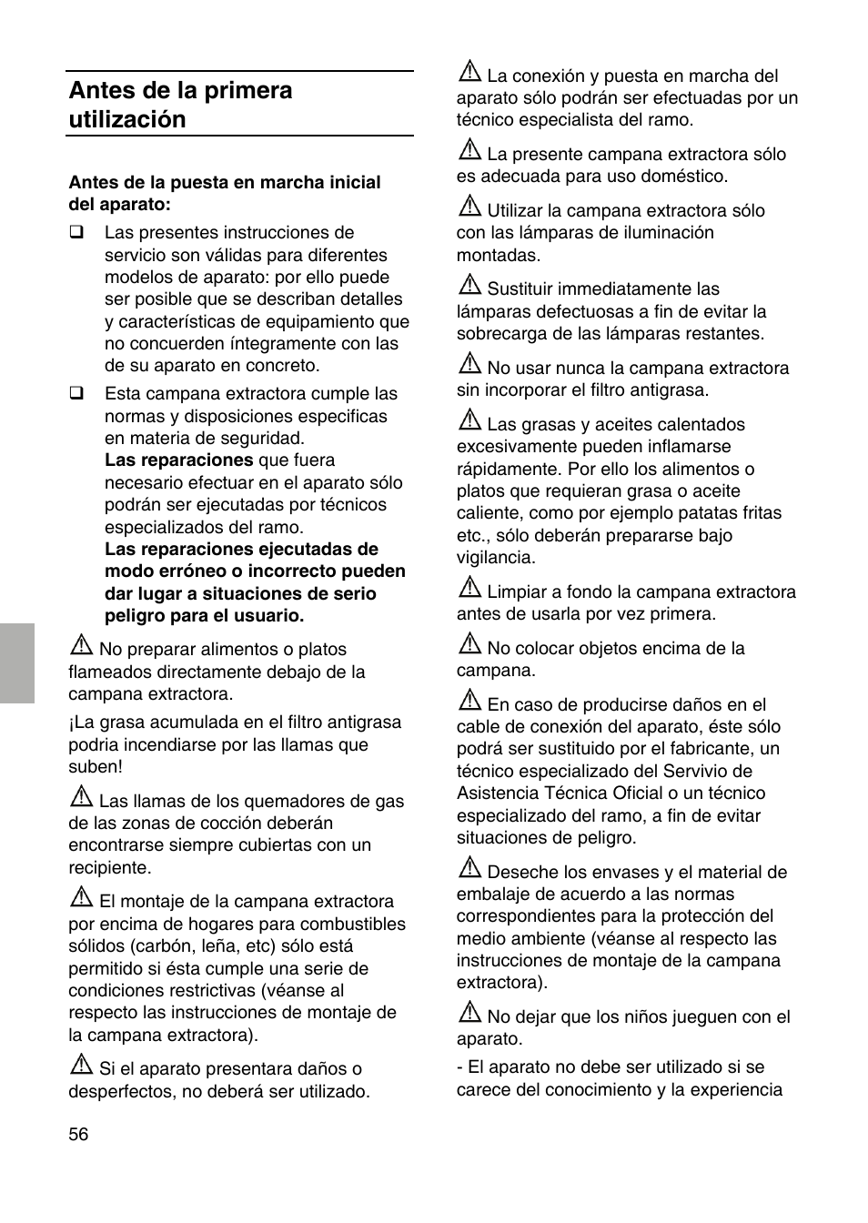 Antes de la primera utilizaciόn | Siemens LF959RA50 User Manual | Page 56 / 84