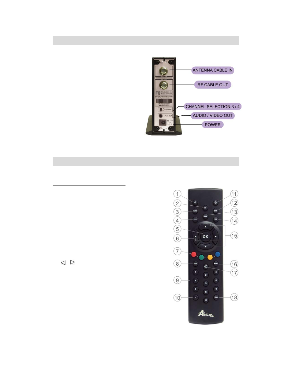 Rear panel, Remote control | Airlink101 ATVC101 User Manual | Page 7 / 25