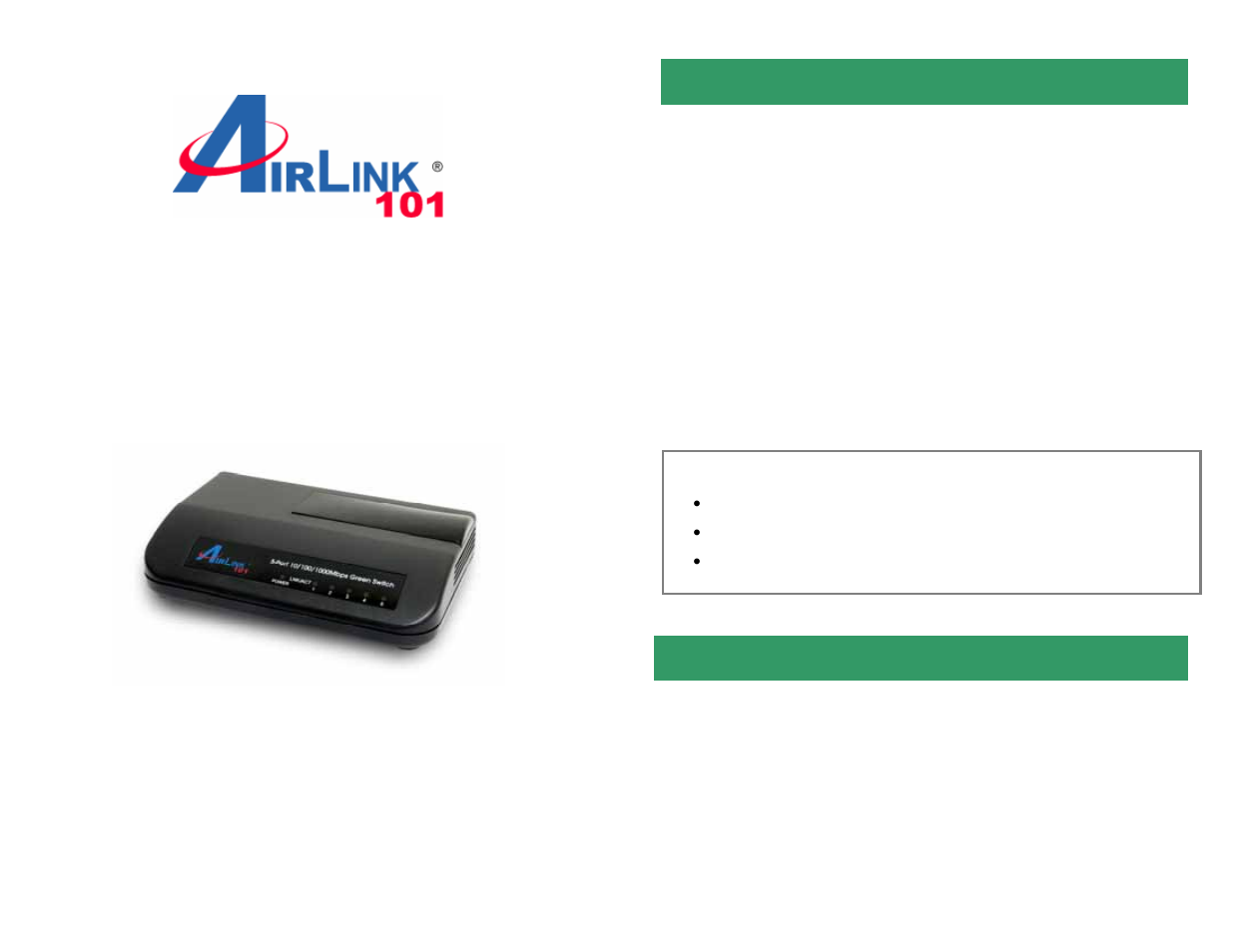 Airlink101 AGSW502 User Manual | 3 pages