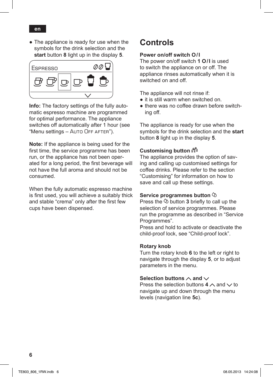 Controls | Siemens TE803209RW User Manual | Page 10 / 160