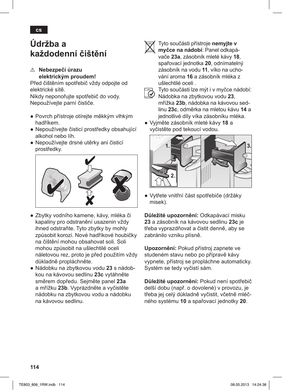 Údržba a každodenní čištění | Siemens TE803209RW User Manual | Page 118 / 160