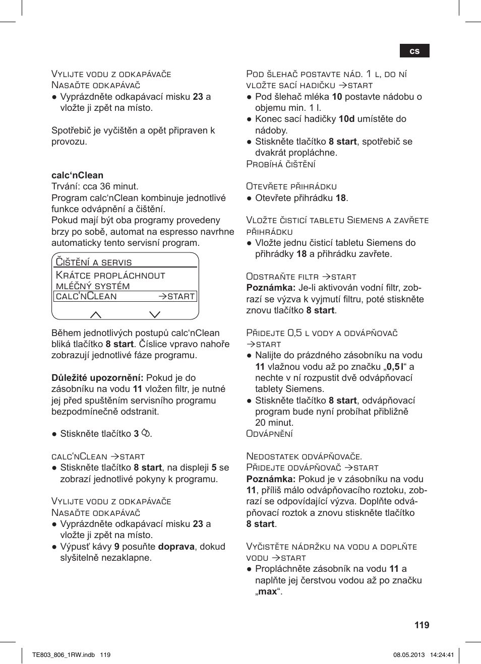 Start | Siemens TE803209RW User Manual | Page 123 / 160